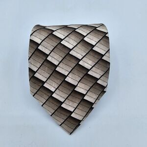 Mens Necktie Zianetti Italian Silk Collection Silver GreyGeometric 68x4 Vintage